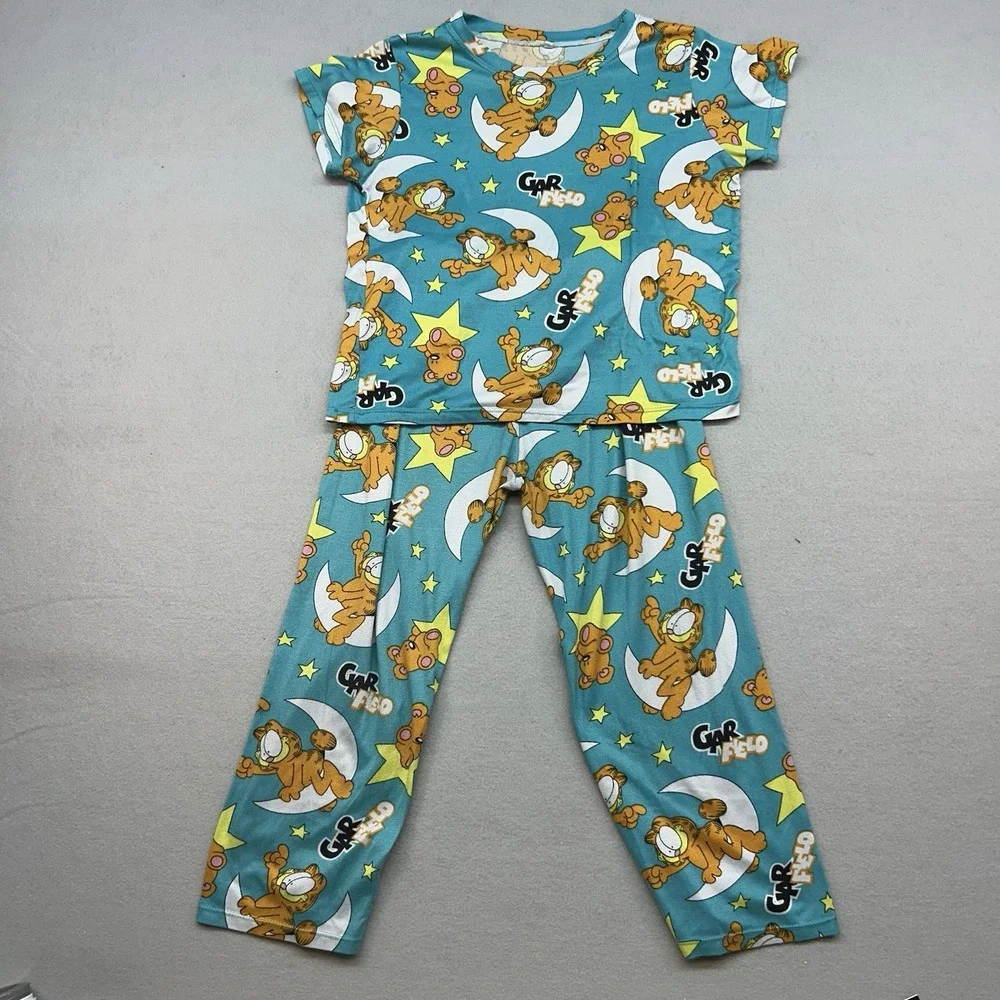 Vintage Nickelodeon Garfield Kids Long Sleeve Top& Pants Pajama Set No Sz